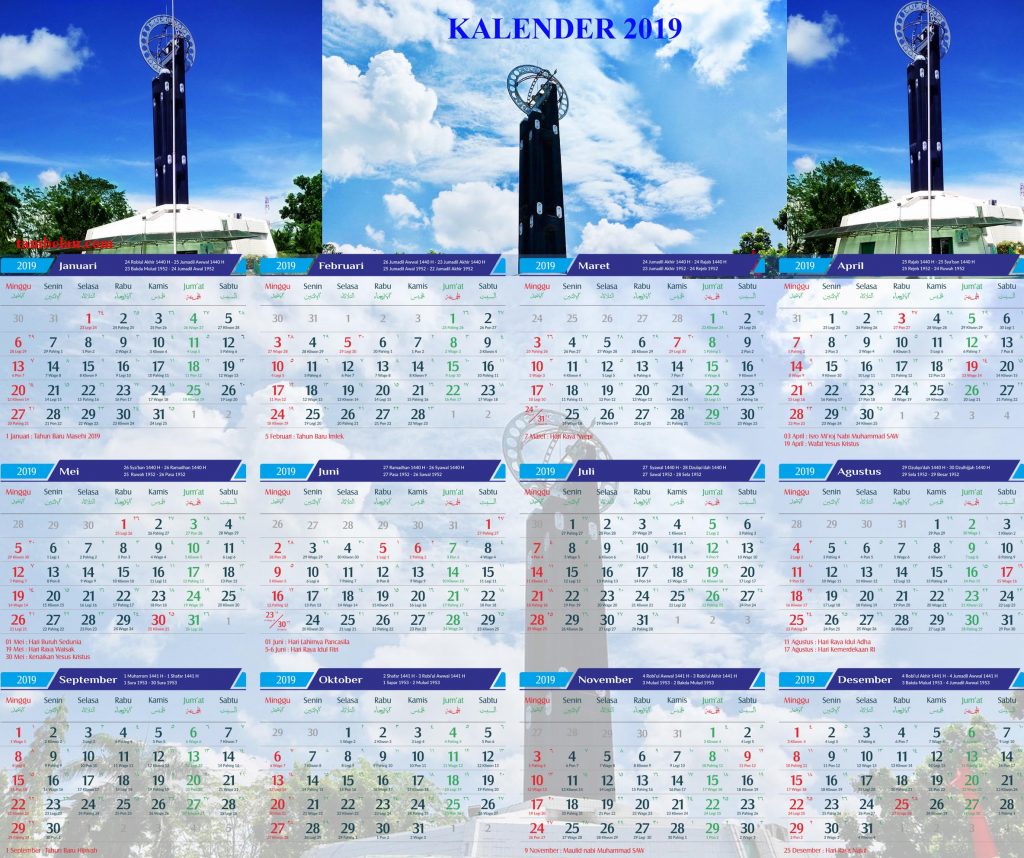 kalender 2019 Tugu Khatulistiwa Pontianak